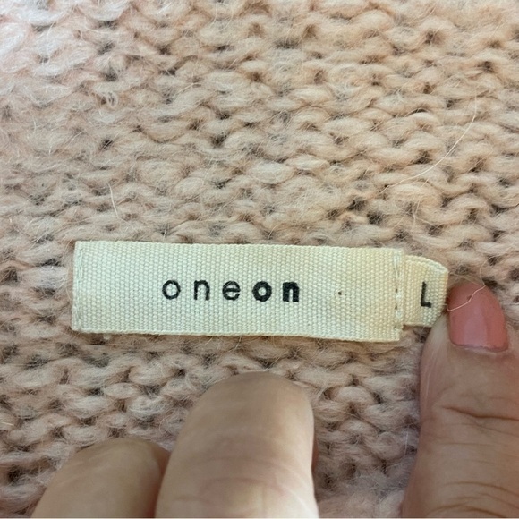 Oneon Women's Mohair Virgin Wool Handknitted Sweater Size L Pink Balloon Sleeve - Picture 11 of 13